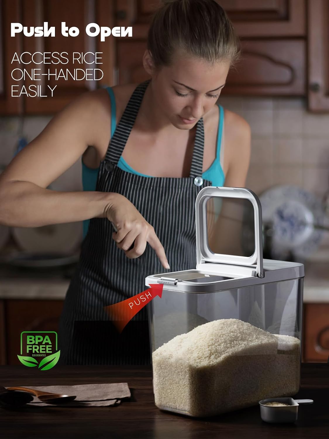 20-25 lbs Rice Dispenser with measuring spoon - Rice Container – detail