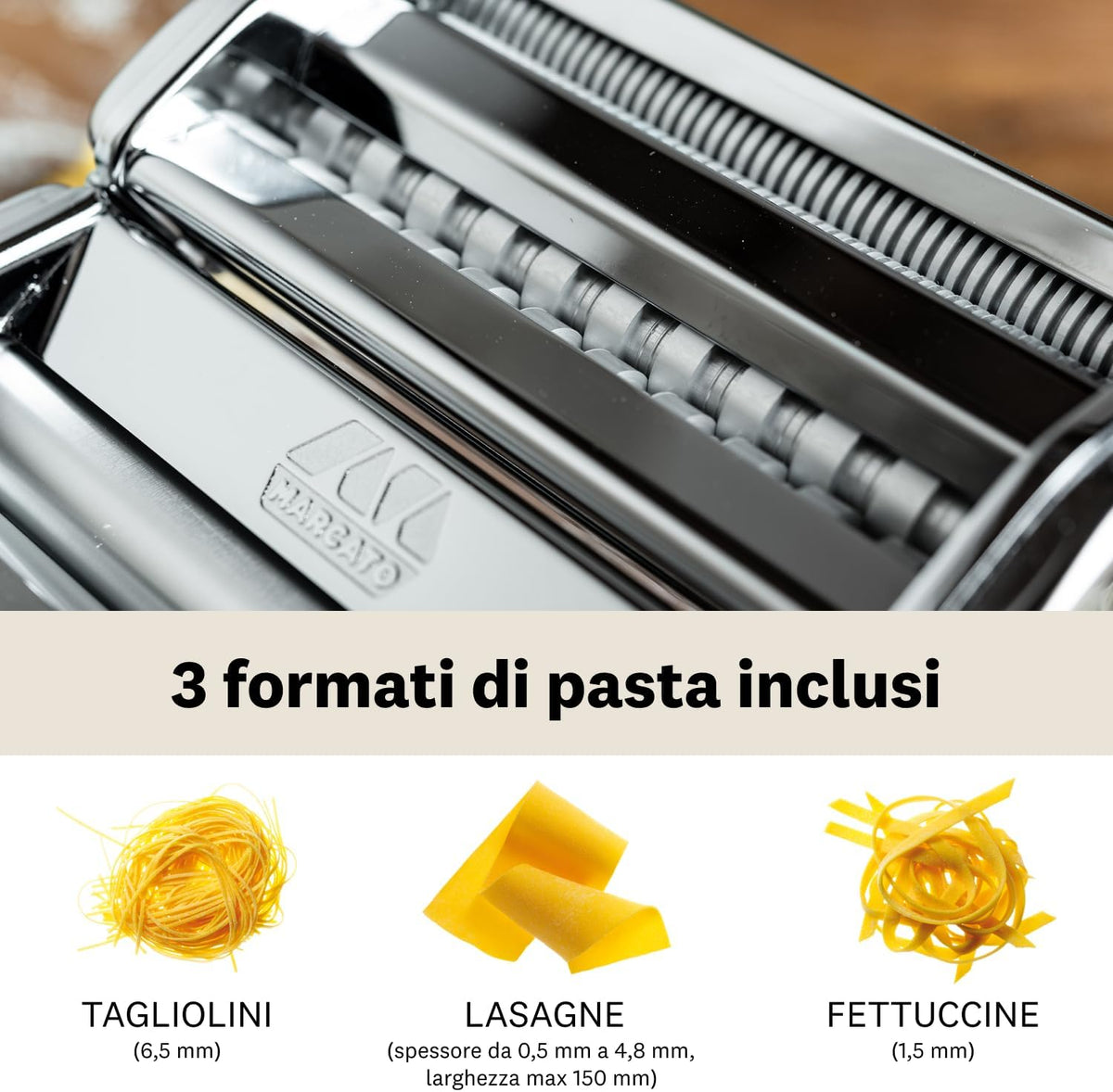 Atlas150 Manual Pasta Maker Machine-LASAGNA, FETTUCCINE & TAGLIOLINI. Made – close-up