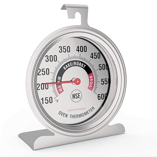 Efeng Large 3.5" Oven Thermometers for Gas/Electric Oven with Large Hanger&Base,Safety Leave-in Oven,Easy to Read Number,No Fading Color for Long time Cooking