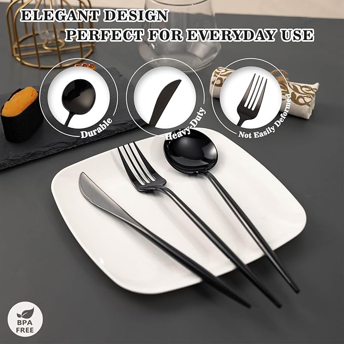 Forks Black Heavy Duty Disposable Silverware Set, 180 Pieces