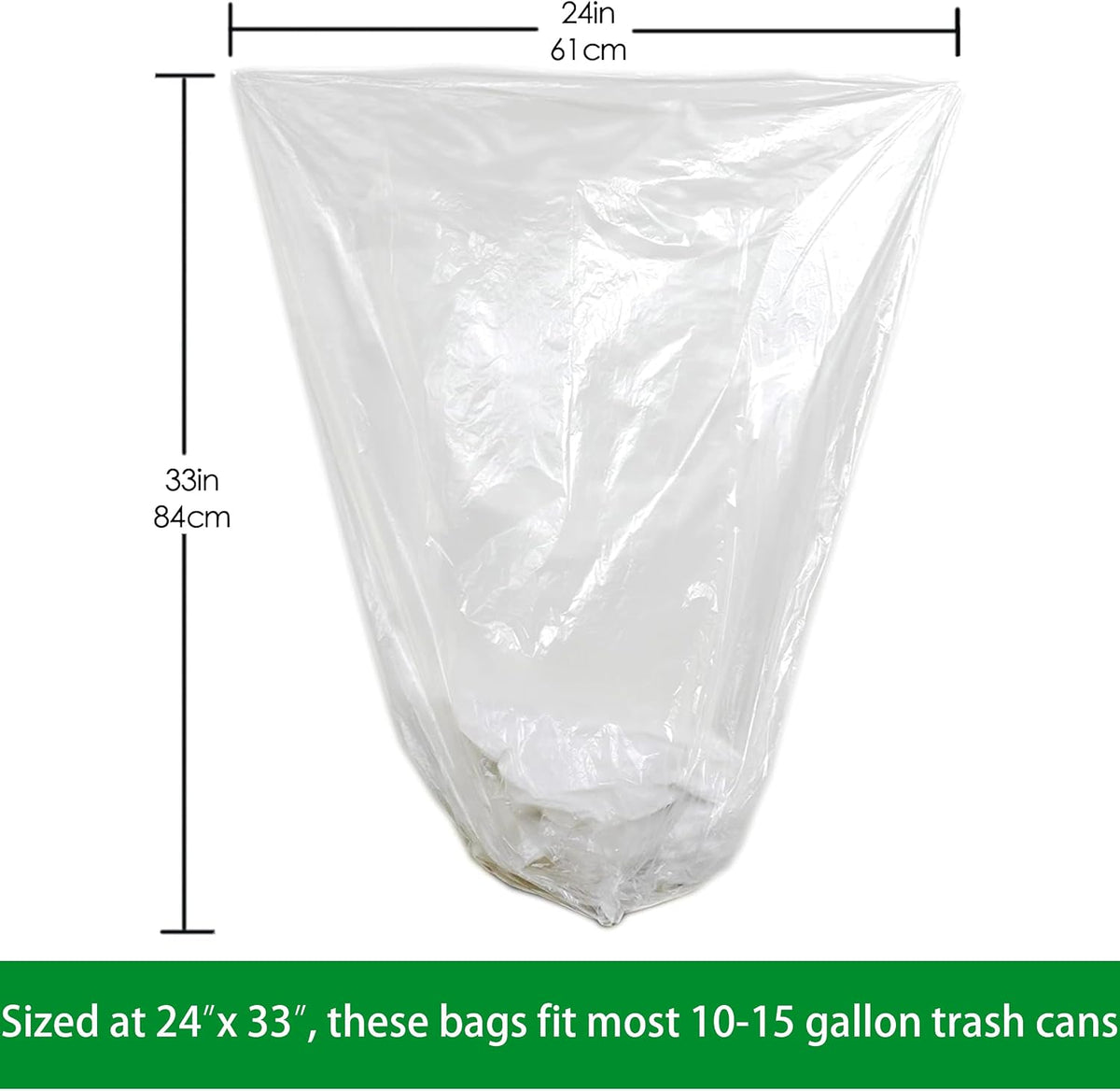 Trash Can Liners, 10-15 Gallon, Wholesale 1000 Count, 24" x 33" – close-up