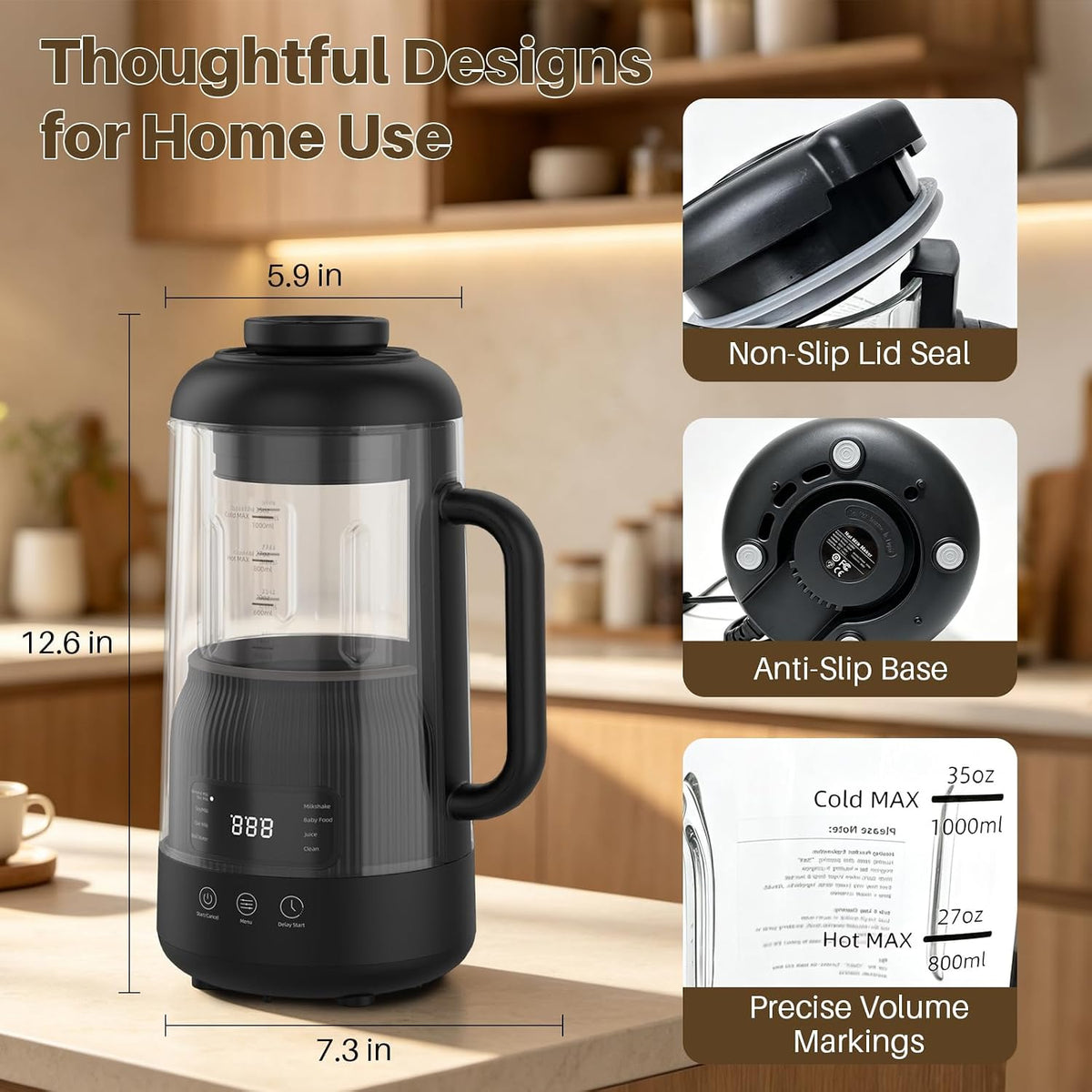 8-in-1 Nut Milk Maker with Silent Shield 12H Delay Start/Keep Warm 35oz – set view