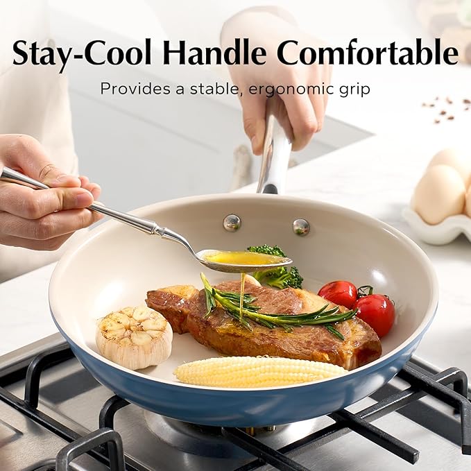 Nonstick Frying Pan Skillet, Ceramic Non-Stick Saute – Blue