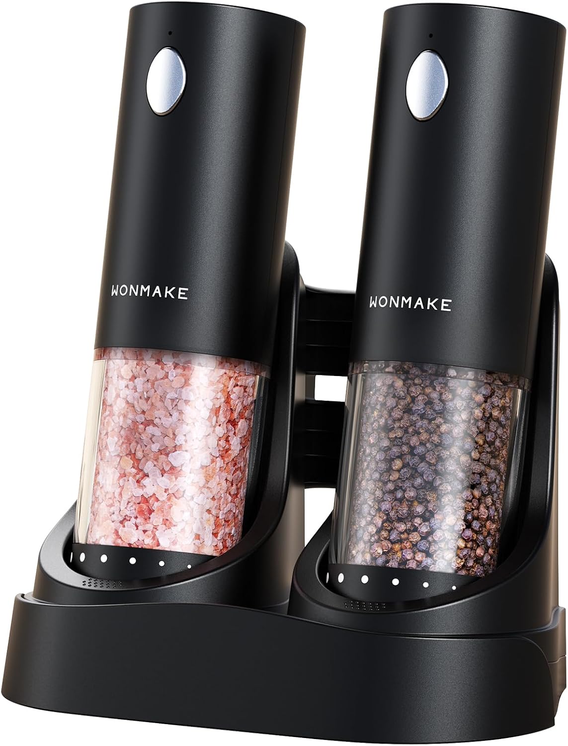 Electric Salt and Pepper Grinder Set with Charging Base, Black/Set