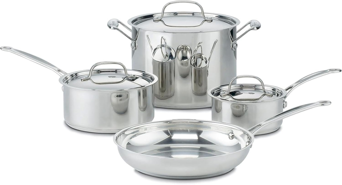 Chef's Classic Stainless Steel Pots and Pans Set, 7 pc, 77-7P1