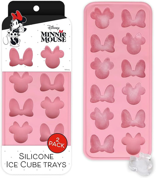 Disney Minnie Mouse Silicone Ice Cube Tray – 2 Pack Ice Trays for Freezer with Fun Minnie Mouse Ice Molds – Flexible BPA-Free Silicone Molds for Ice, Chocolate, and More (Minnie (Pink))