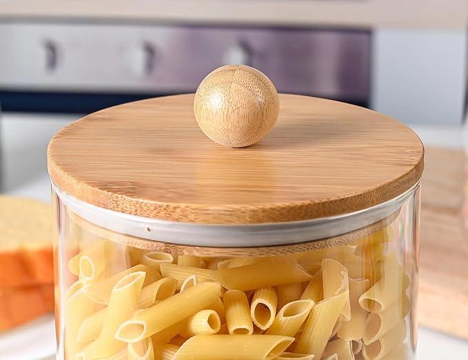 Airtight Glass Canister Set with Bamboo Lids, 2 Pieces