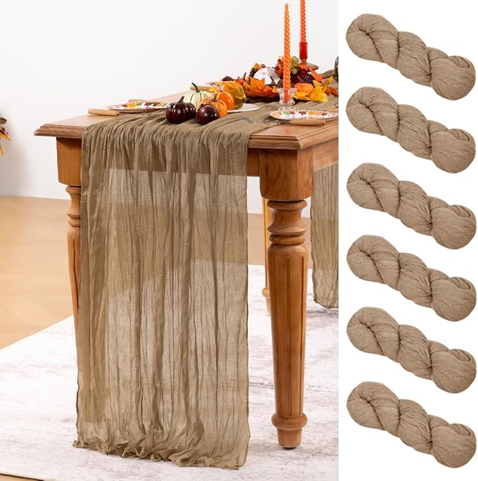 Table Runners, Nude Cheesecloth Gauze, Set of 6, 35 x 120 Inches
