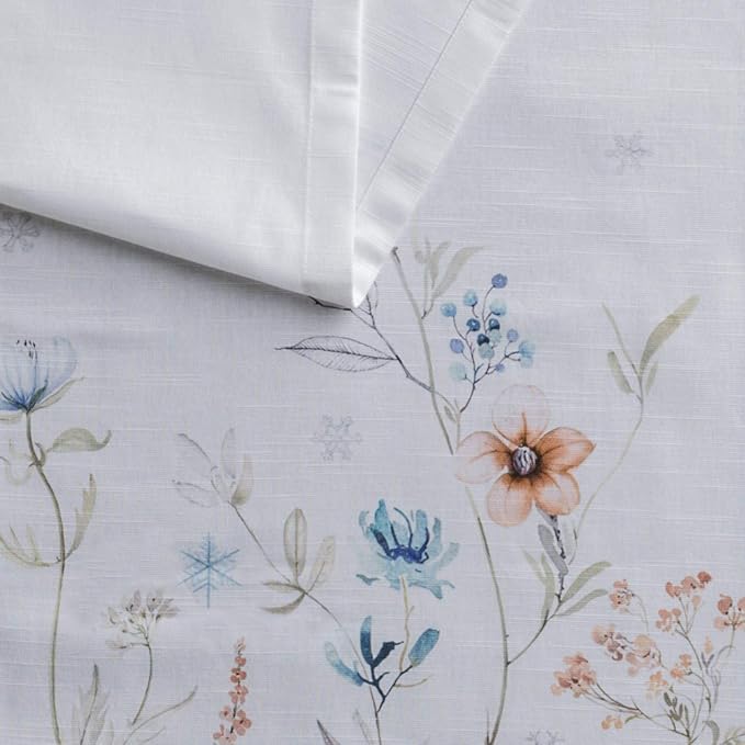 Table Runner, 100% Cotton, 14.5 x 90 Inch Ice Floral Watercolor