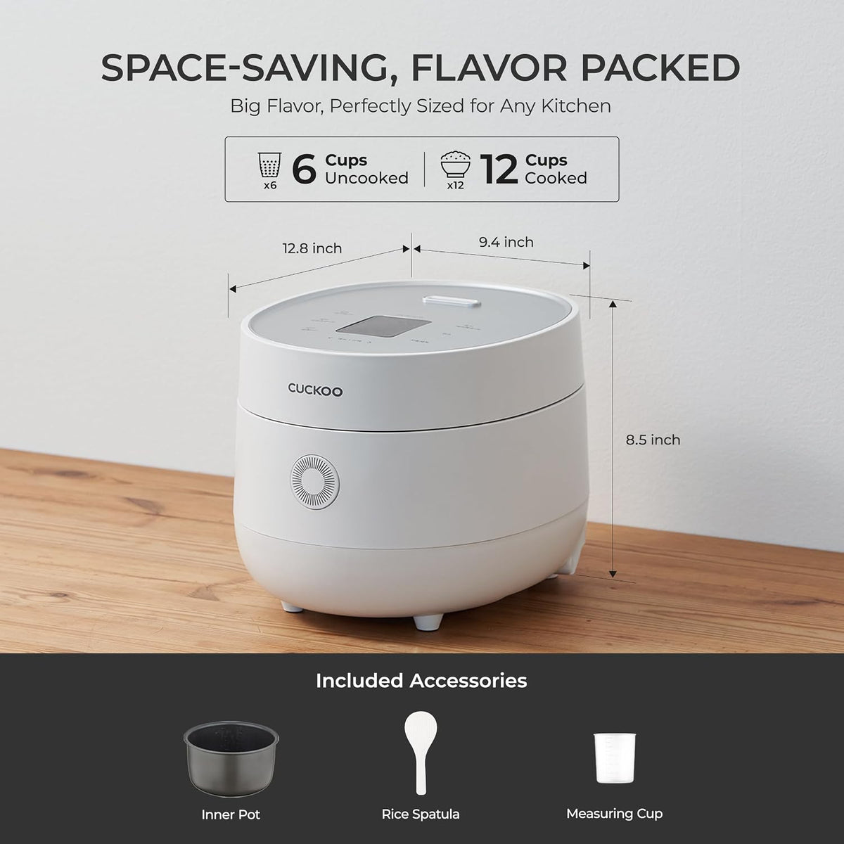 Micom Fuzzy Logic Rice Cooker, 12-Cup Cooked, White, CR-0675FW – close-up