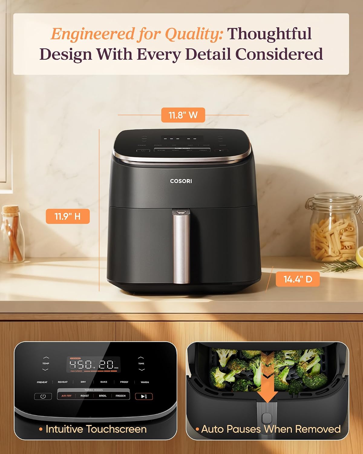 TurboBlaze Air Fryer, 9-in-1, 6 Qt, PFAS-Free Ceramic Coating – set view
