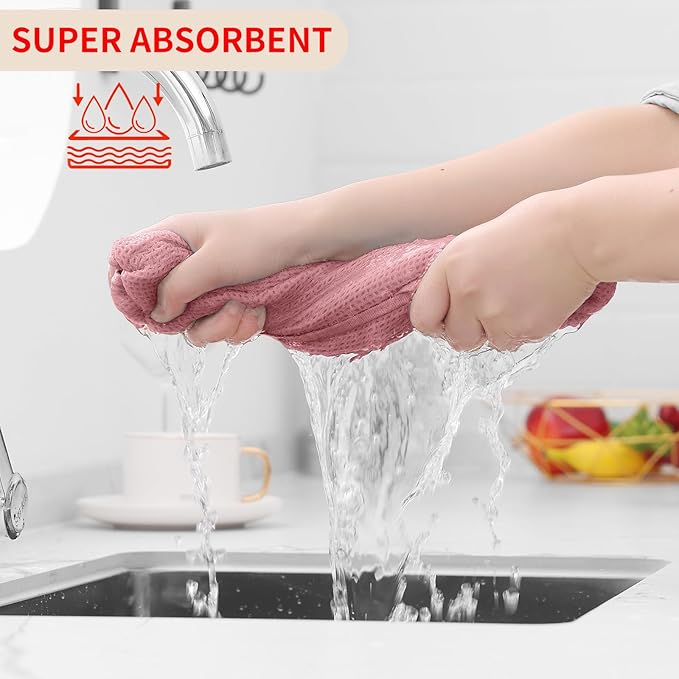 100% Cotton Waffle Weave Kitchen Dish Cloths – Dried Rose
