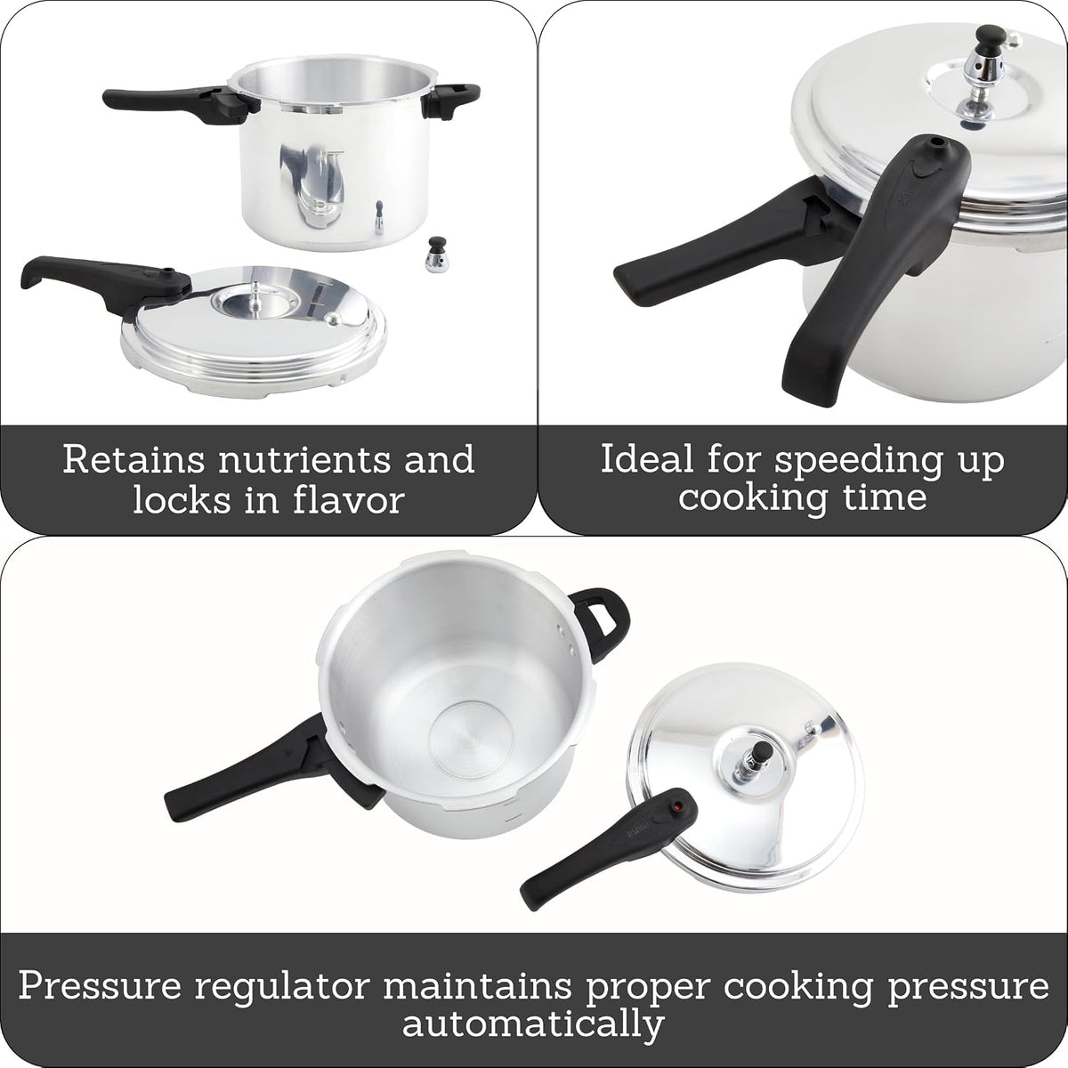 7 Quart Stovetop Aluminum Presure Cooker with safety valves for risk-free – detail