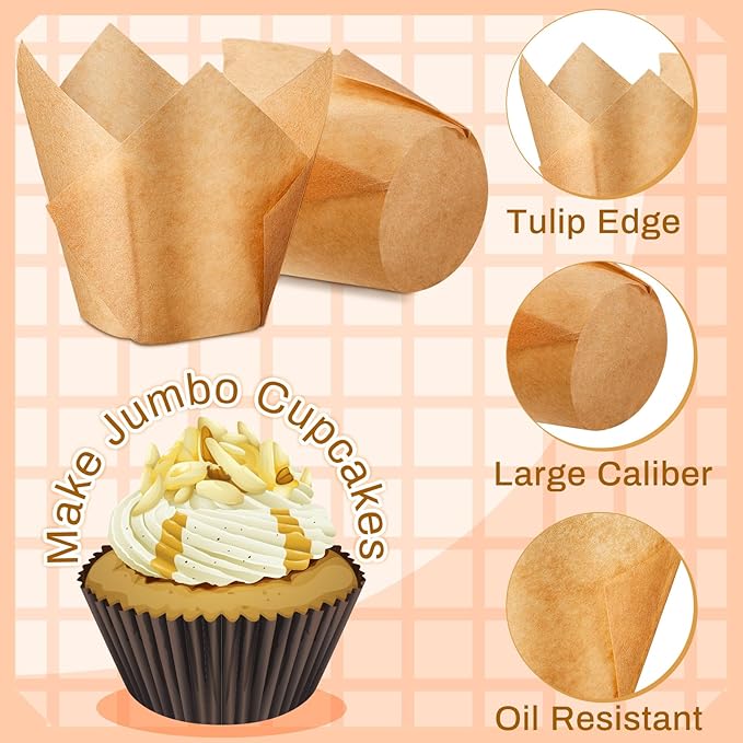 Baking Cups, 600 Count Light Brown Tulip Paper Muffin Liners
