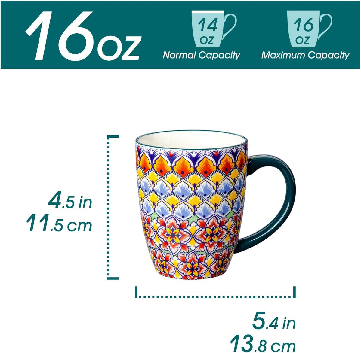 SIMI 16 oz Large Coffee Mugs Set of 6, Ceramic Cups with Handle – detail