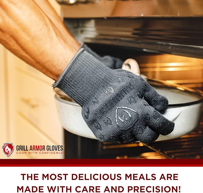 Oven Mitts Gray Aramid Heat Resistant Gloves with Silicone Grip, 2 Pieces