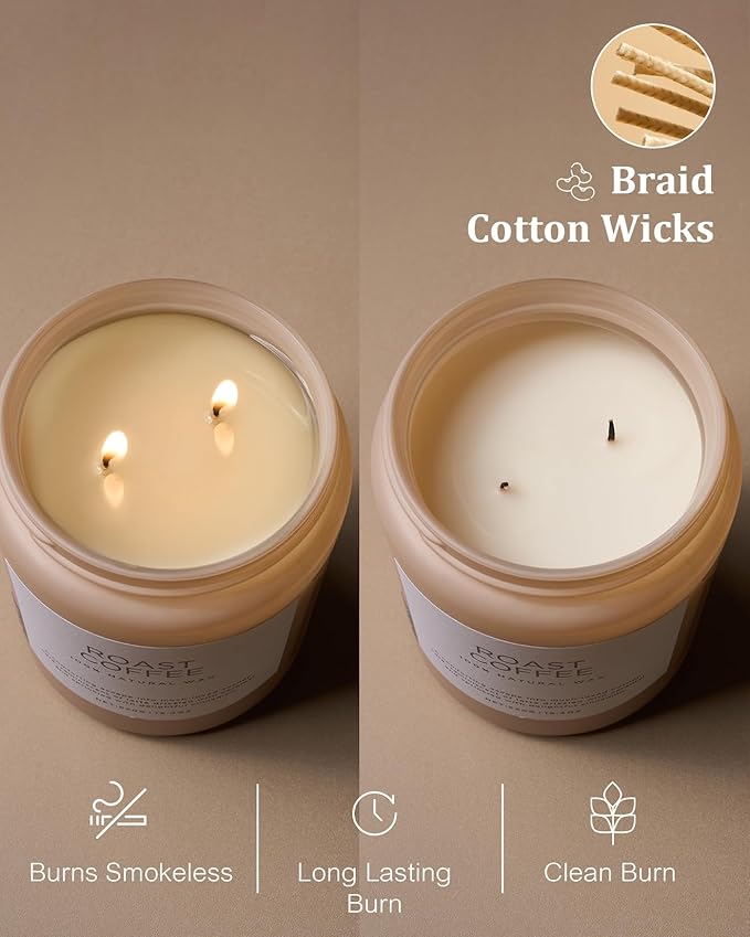 Jar Candles, Roasted Coffee Scent, 19.4 oz Soy and Vegetable Wax