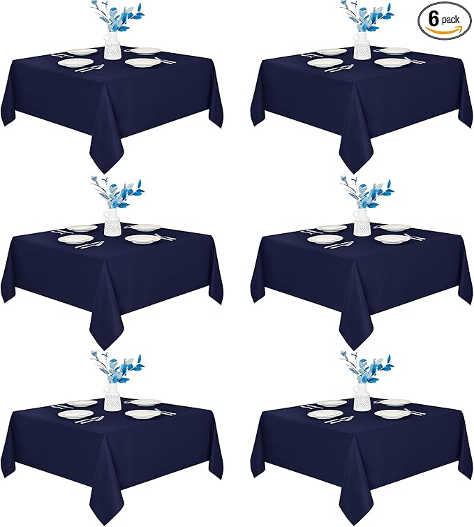 Tablecloths, Square Navy Polyester, 70 x 70 Inch, 6 Pack