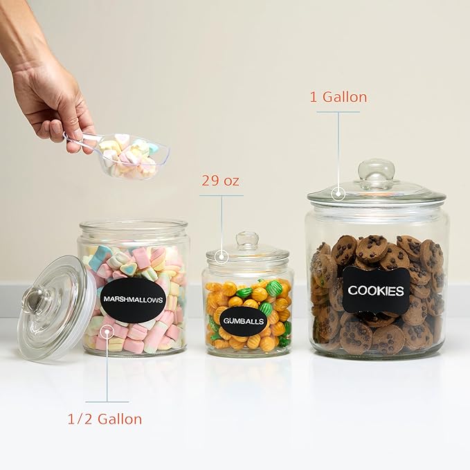 Glass Food Storage Jars with Lids, Clear, Set of 2