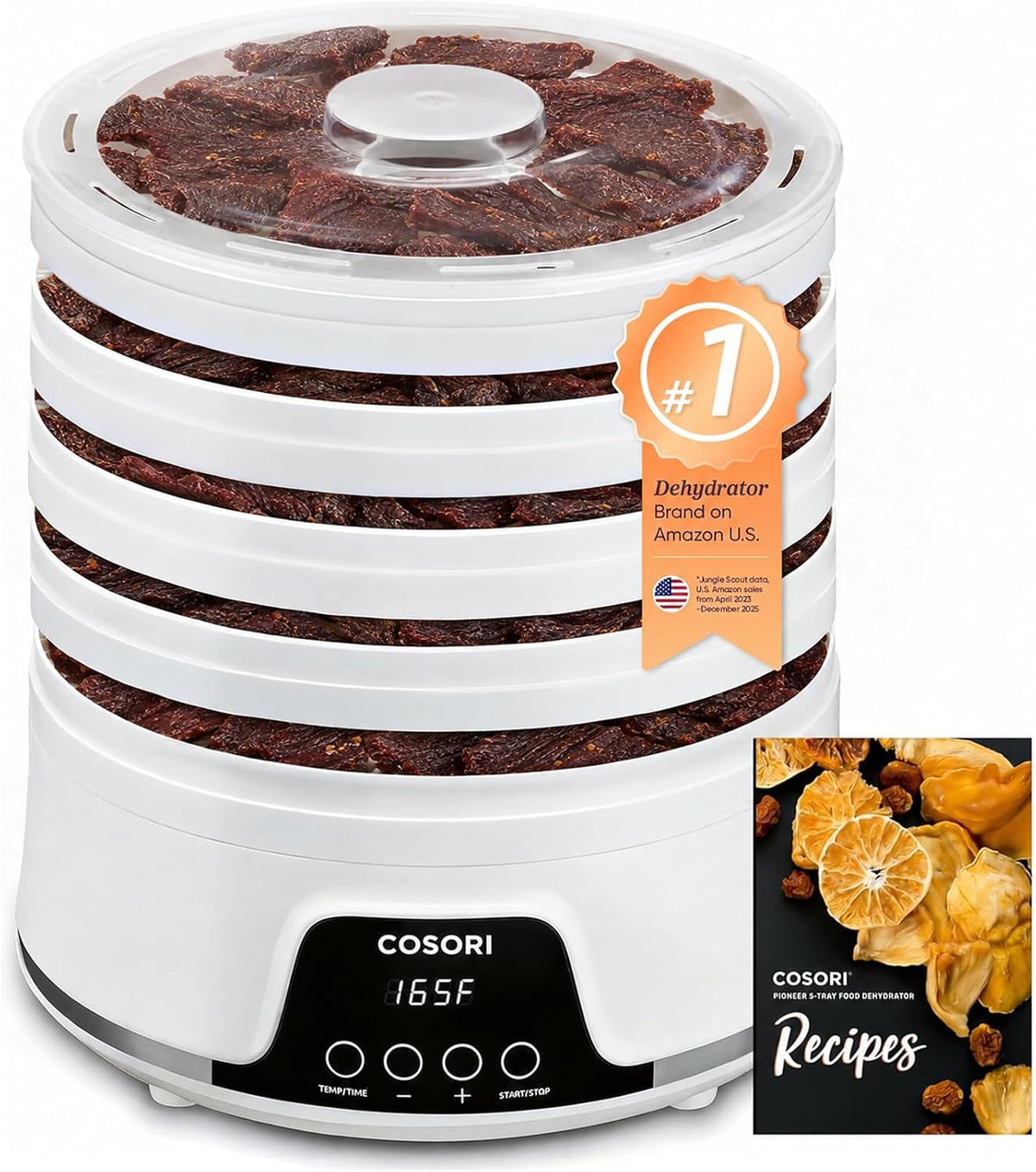 Food Dehydrator, 5 BPA-Free Trays, 165°F Temperature Control, 350W