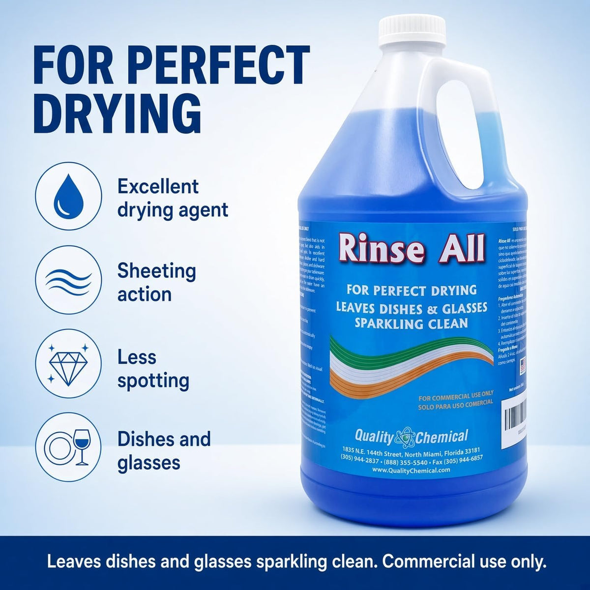 Rinse All Commercial Dish Rinse Aid - Perfect Drying, Sheeting Action, Less – detail