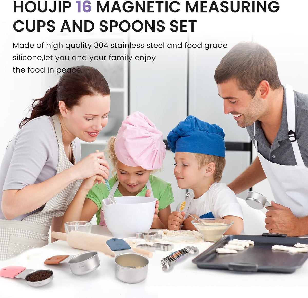 Magnetic Measuring Cups and Spoons Set-Heavy Duty 304 Stainless Steel – close-up