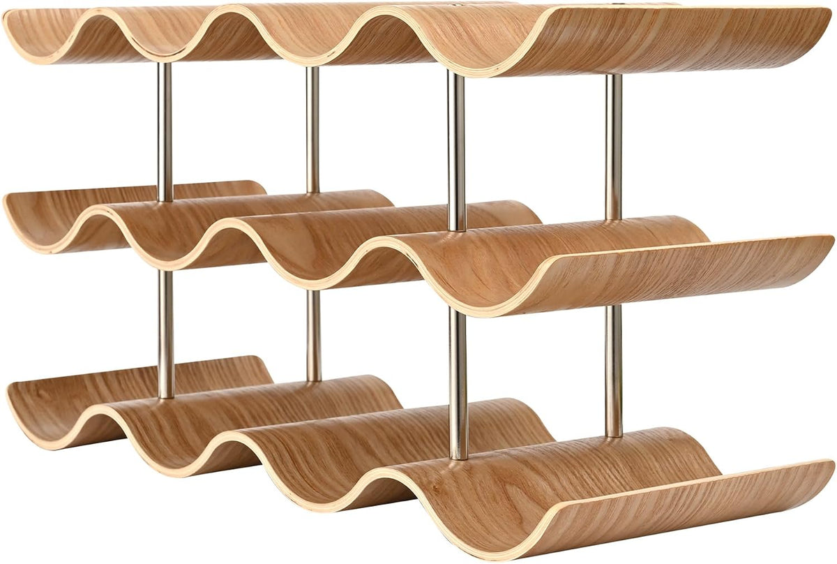 Countertop Wine Rack - 12 Bottle Freestanding Wine Bottle Holder Stand - 3 Tier