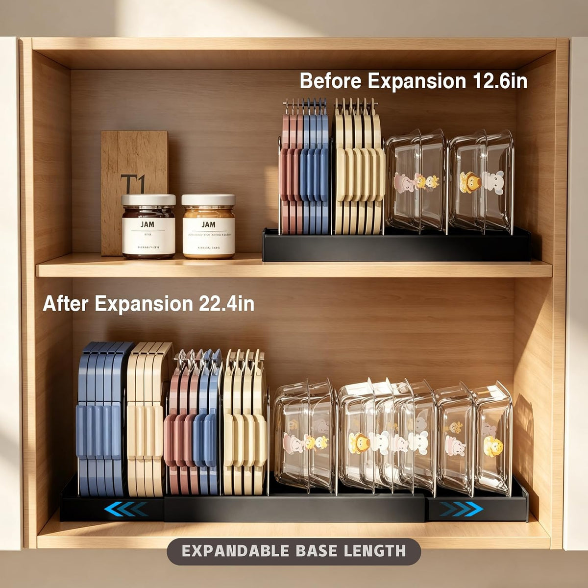 2 Pack Expandable Food Storage Container Lid Organizers, 22" Pots and Pans – alternate view