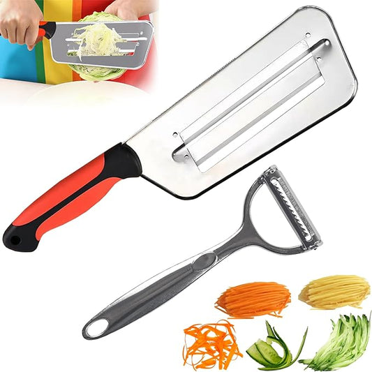 Julian Peeler for Vegetable, Multifunctional Vegetable Cutter Set – Stainless Steel Double-Layer Slicer with Julienne Peeler for Cabbage, Carrots, Potatoes – Kitchen Prep Tool Combo