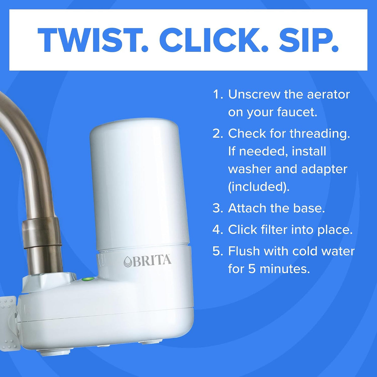 Elite Advanced White Faucet Water Filter System, 1 Filter – set view