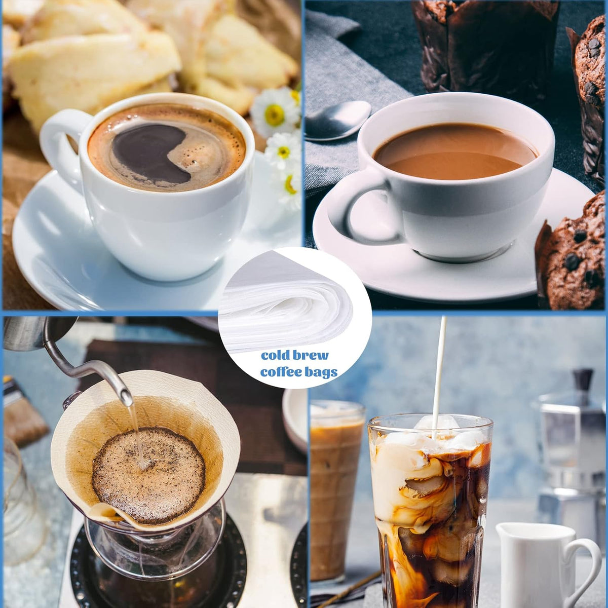 50 Pack Cold Brew Coffee Filters, 20" X 20" Commercial Bags, Brew Up To 5 LBS – features