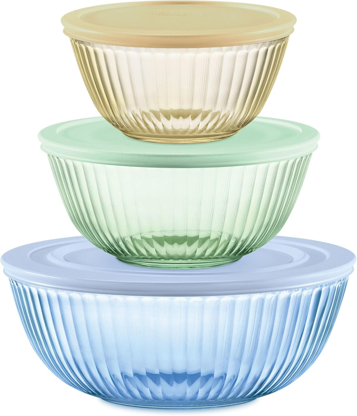 Colors Tinted (3-Pack, Full Set) Sculpted Tinted Glass Mixing Bowls