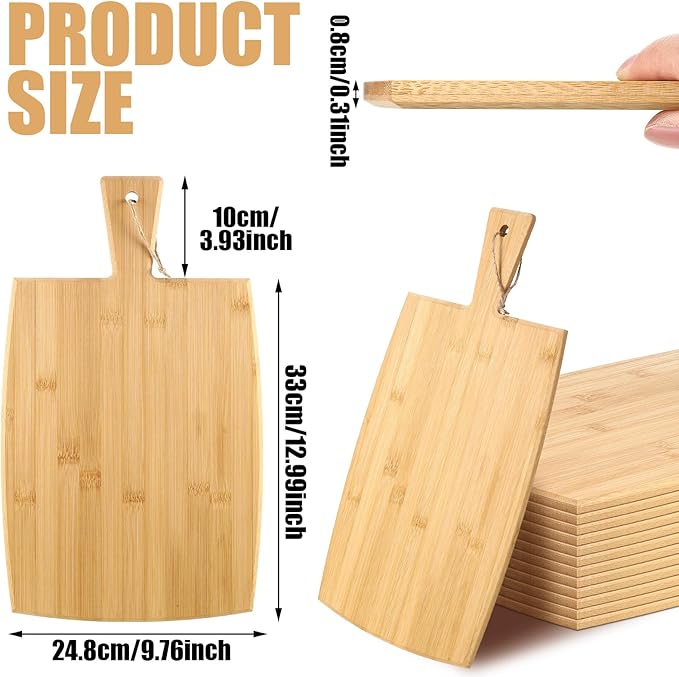Cutting Boards with Handles, Bamboo Set of 12, 17 x 10 Inch