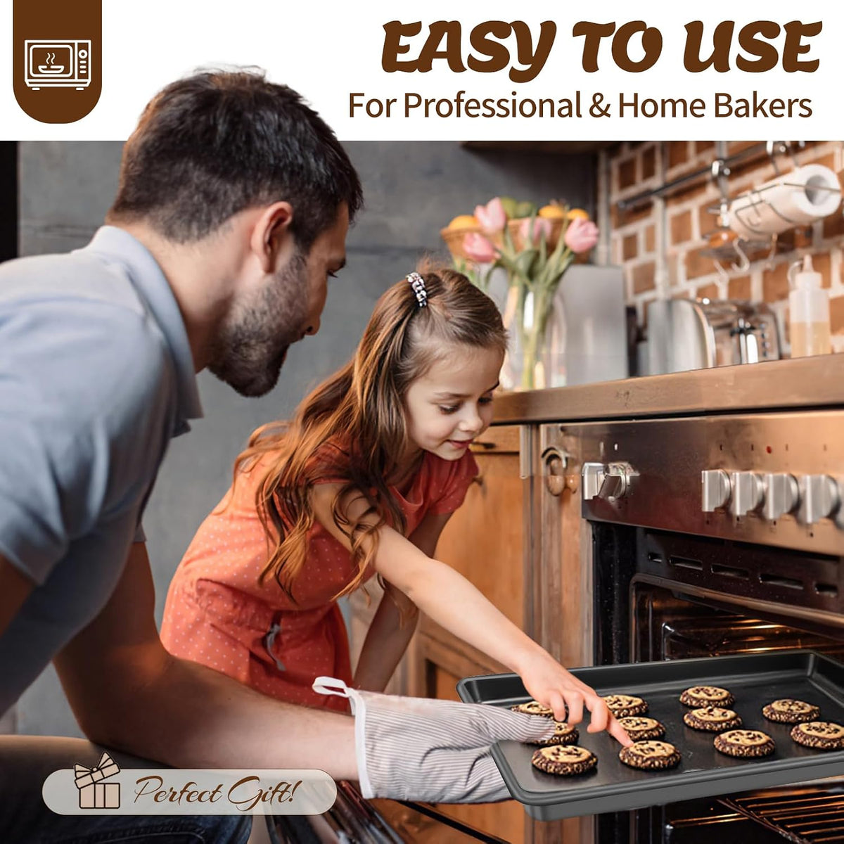Baking Pans Set, Nonstick Bakeware Sets, Oven Pans for Cooking, 6 Pieces Baking – size reference