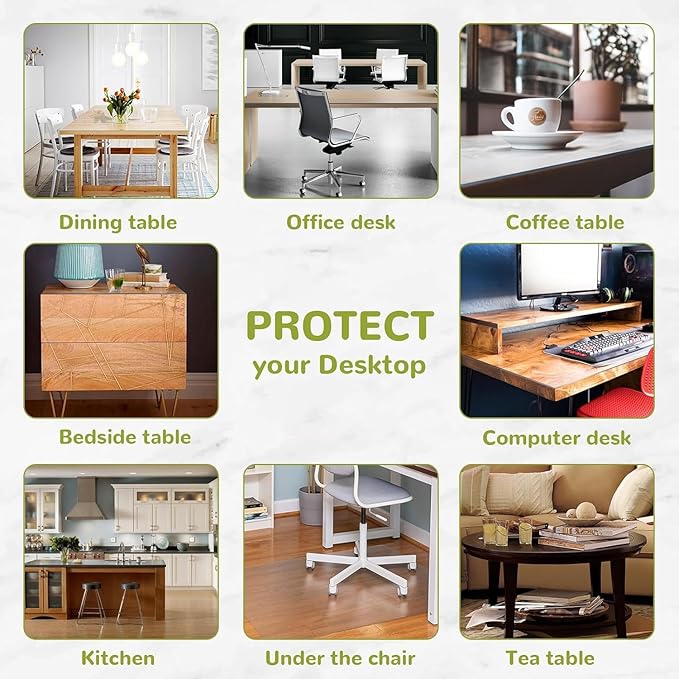 44 x 108 Inch Clear Table Cover Protector, Clear Table Protector for Dining Room Table, 1.5mm Plastic Table Cover, Waterproof Table Pad for Kitchen, Office