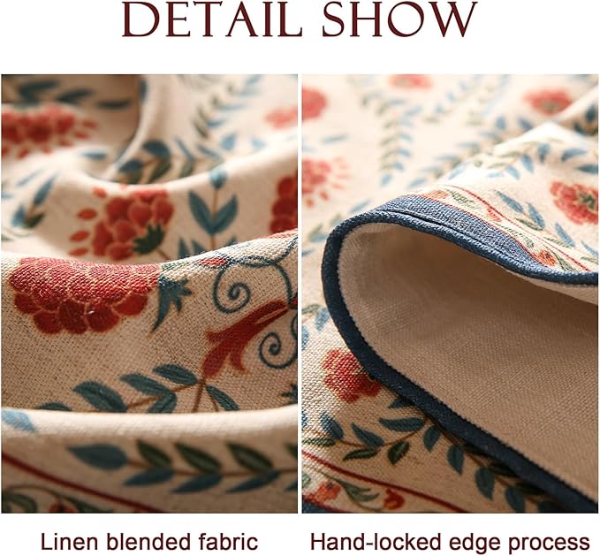 Floral Table Runner in Coffee, 12 x 87 Inch Linen-Blend