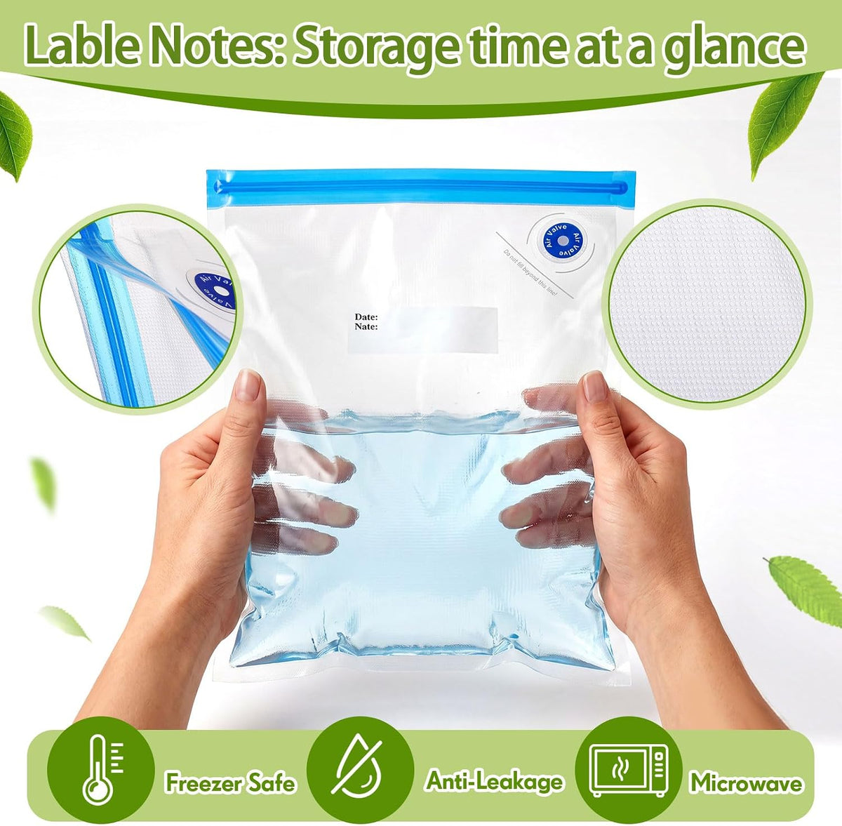 60 Pcs Vacuum Sealer Bags for Food, Sous Vide Bags, 4 Sizes Reusable – alternate view