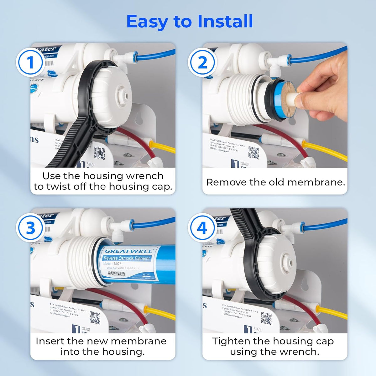 Greatwell NSF Certified Reverse Osmosis Membrane 75 GPD 11.75” X 1.75” – features