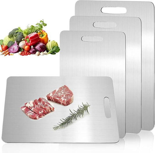Titanium Cutting Boards for Kitchen, Non toxic Double-Side Available Chopping Boards, Easy to Clean and Store(3PCS-M+L+XL)