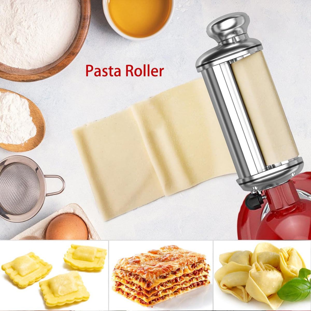 Pasta Maker Attachment for All Kitchenaid Stand Mixers, 3 PCS Kitchen Aid Pasta – alternate view