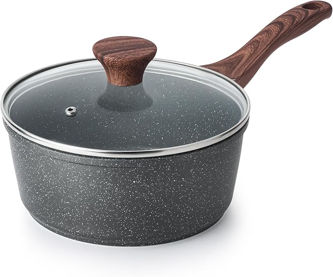 Nonstick Saucepan with Lid, 1.5 Quarts Small Pot
