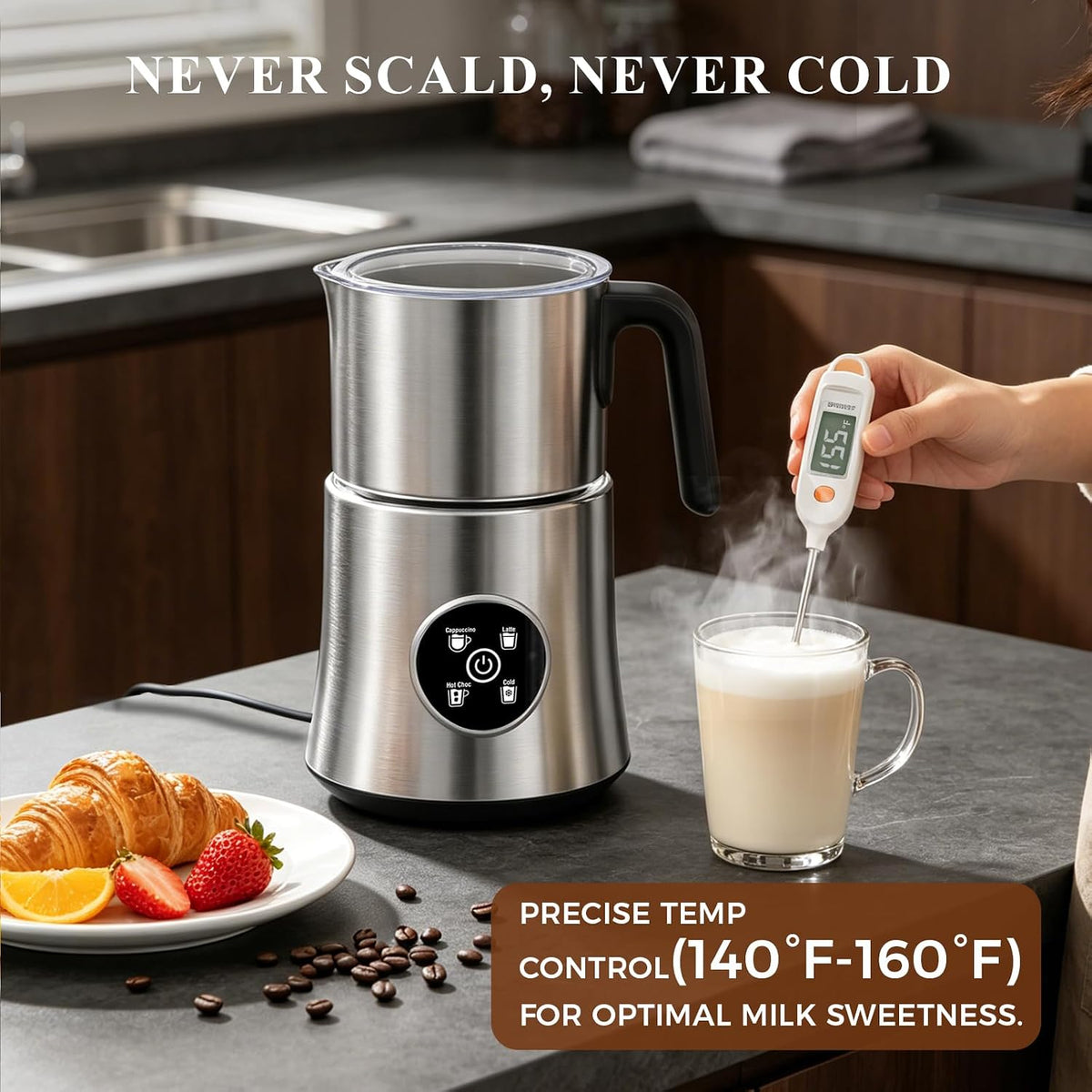 Automatic Electric Milk Frother and Steamer with Hot and Cold Foam – features