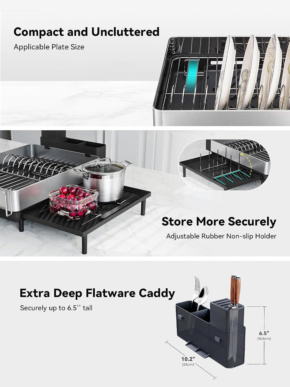 Large Dish Drying Rack, Expandable Dish Racks for Kitchen Counter, Space Saving – features