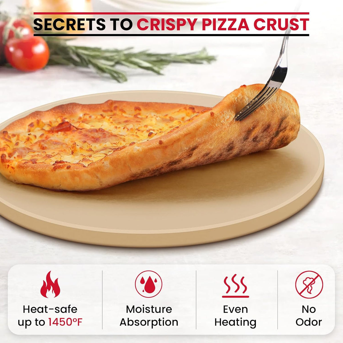 16" Round Pizza Stone for Oven and Grill, Cordierite Baking Stone – close-up