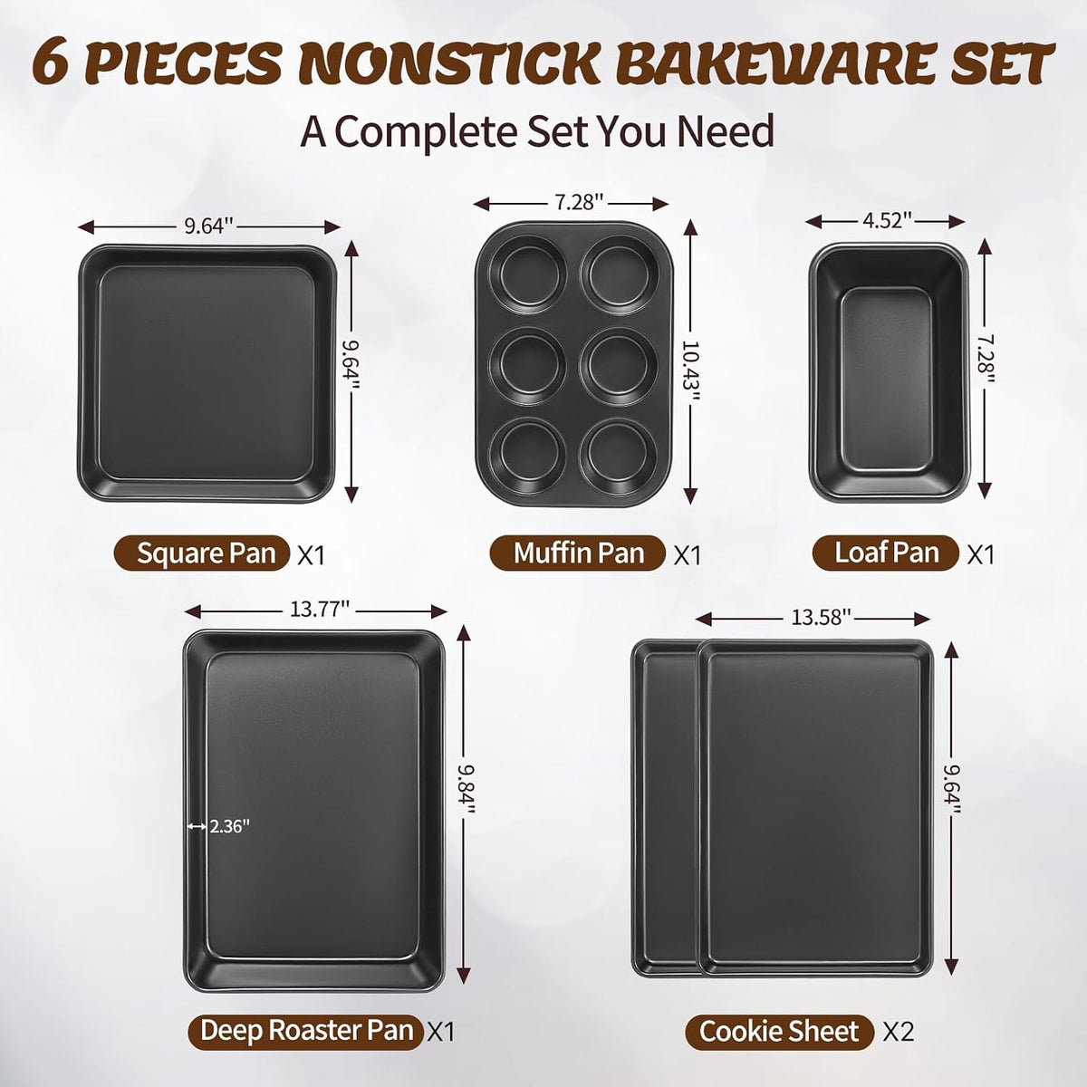 Baking Pans Set, Nonstick Bakeware Sets, Oven Pans for Cooking, 6 Pieces Baking – detail