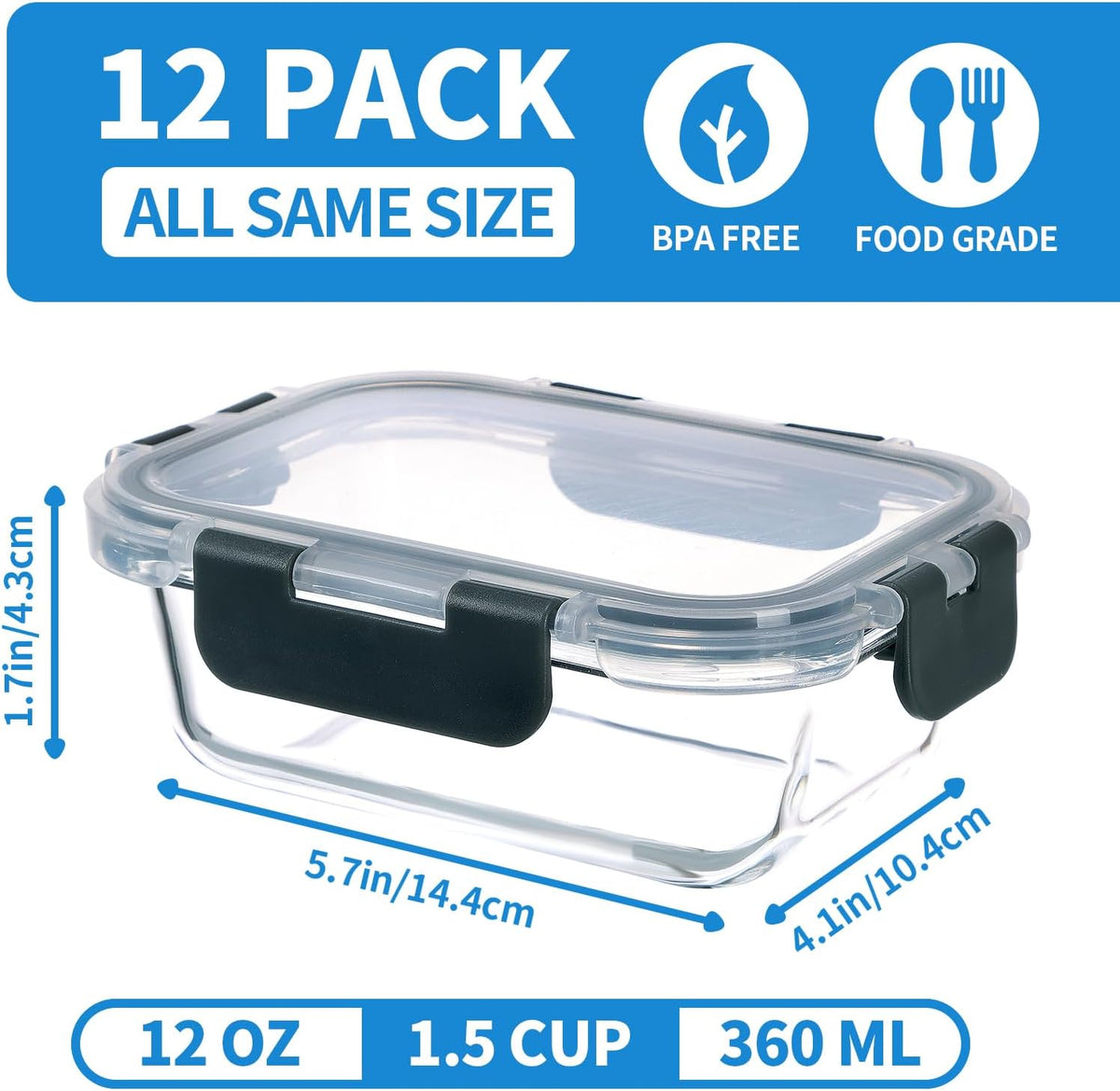 24-Piece Small Glass Food Storage Containers with Lids Airtight – detail
