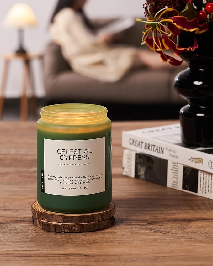 Jar Candle, Celestial Cypress Scent, 19.4 oz Soy Blend