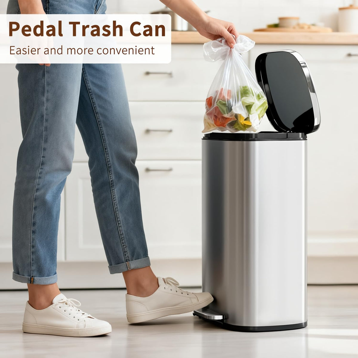 | 13G Trash Can with Lid | Steel | Removable Inner Bucket – detail