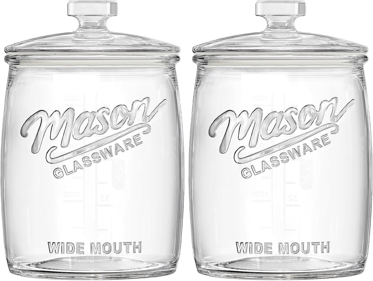 2 Pack Cookie Jar, 1 Gallon Glass Jar with Airtight Lids for Flour