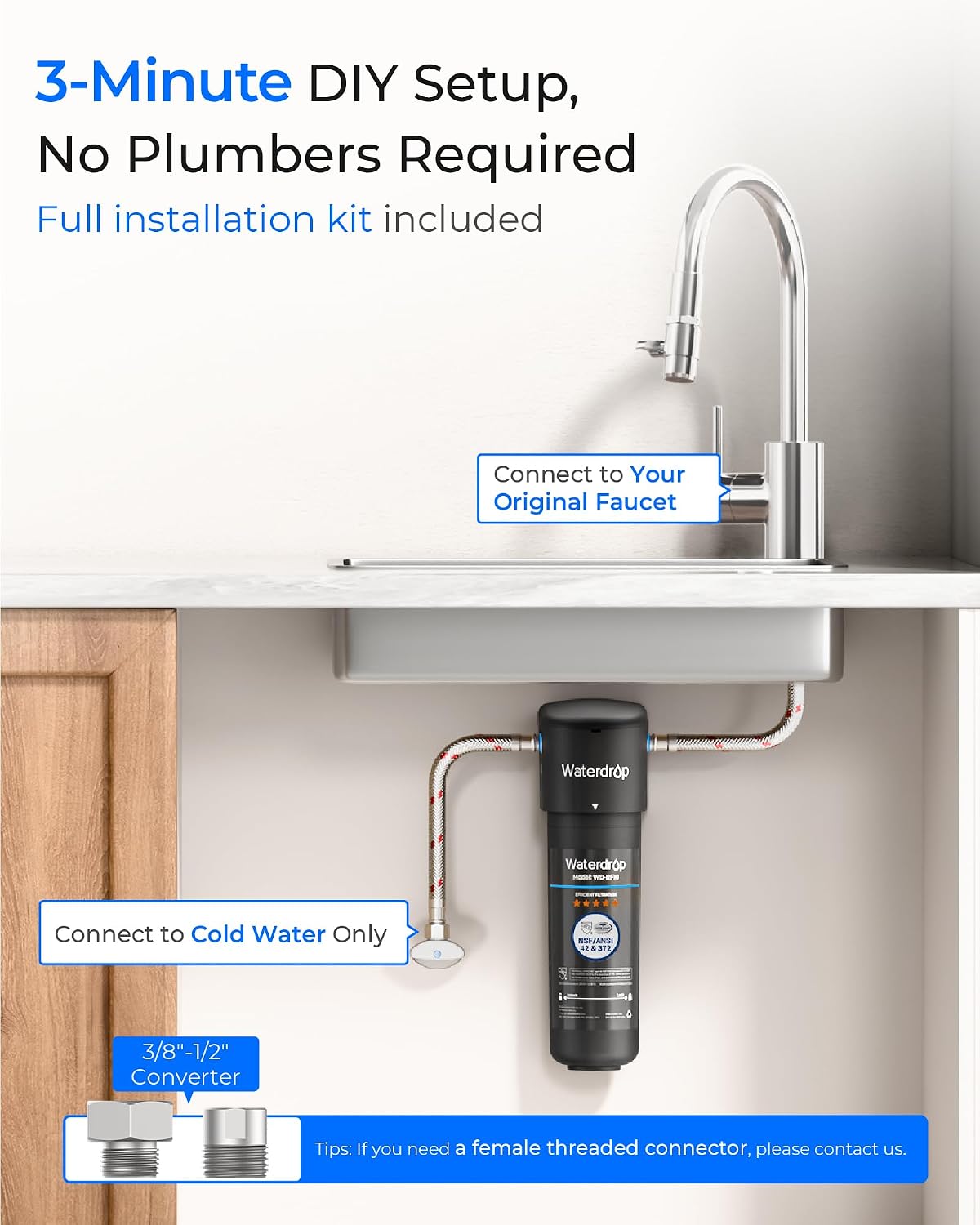 10UA Under Sink Water Filter System, NSF/ANSI 42 Certified 1 Year – another angle